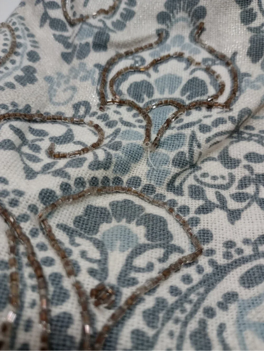 Hotel Collection Beaded Decorative Pillow Cover 20 X 20 Boho Cotton Blue Gray